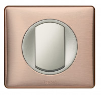 Legrand Выключатель 1-клавишный, вставка - титан,  металлик - Медь, серия Celiane