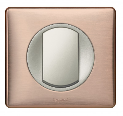 Legrand Выключатель 1-клавишный, вставка - титан,  металлик - Медь, серия Celiane