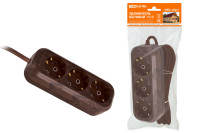 Удлинитель бытовой У03 3 гнезда, 3метра,2П+3, ПВС 3х1мм2 "Эко" (бук) 16А/250В TDM Electric, SQ1303-3001