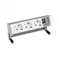 Simon 400 Алюминий Настольный розеточный блок, 3х2P+E, 1 пустой модуль, 42403000-133