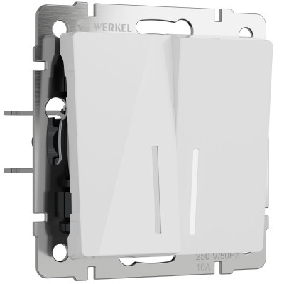 Werkel W1122141/ Выключатель двухклавишный проходной с подсветкой (белый акрил), a064008