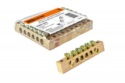 Шина "N" нулевая 6х9мм  6/2 (6 групп/крепеж по краям) TDM Electric, SQ0801-0058