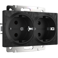 Werkel W1272008/ Розетка двойная с заземлением (hammer черный), a052050 Werkel W1272008/ Розетка двойная с заземлением (hammer черный), a052050