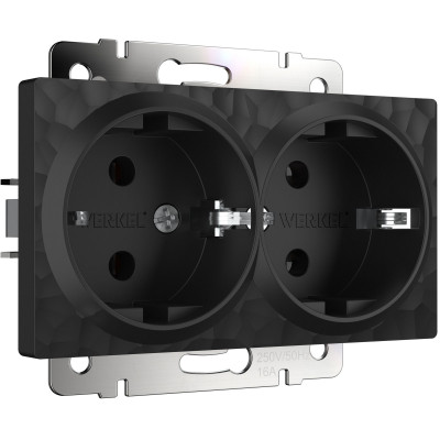 Werkel W1272008/ Розетка двойная с заземлением (hammer черный), a052050