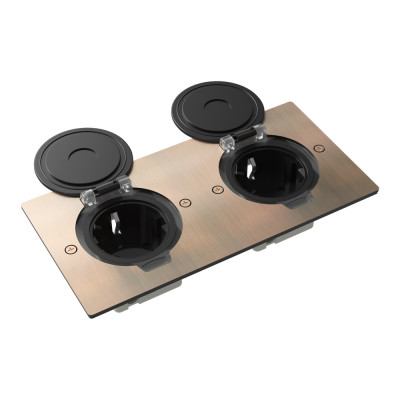 Лючок 4 мод. (2 мод. 45х45 мм.), круглая крышка, красная медь, IP44, Donel, DFB22ZMRRC