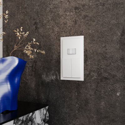 Выключатель встраиваемый VOLTUM S70 двухклавишный с подсветкой 10А, (белый матовый), VLS020202