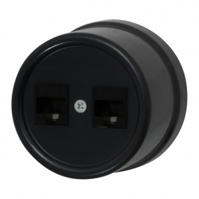 BIRONI Лизетта Пластик Черный Розетка 2-ая RJ45, B1-302-23