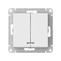 ATN000153S - ATLASDESIGN 2-клавишный ВЫКЛЮЧАТЕЛЬ с подсветкой, сх.5а, 10АХ, мех., быстрозажим. клем., БЕЛЫЙ, Systeme Electric