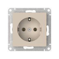 ATN001243S - ATLASDESIGN РОЗЕТКА с заземлением без шторок, 16А, мех., быстрозажим. клем., ПЕСОЧНЫЙ, Systeme Electric