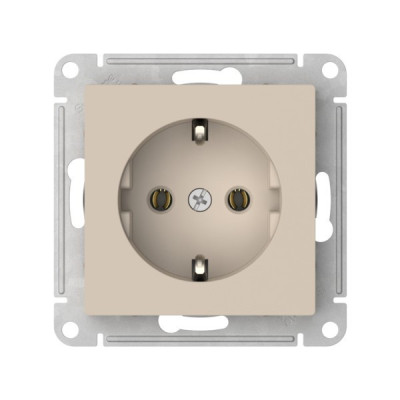 ATN001243S - ATLASDESIGN РОЗЕТКА с заземлением без шторок, 16А, мех., быстрозажим. клем., ПЕСОЧНЫЙ, Systeme Electric