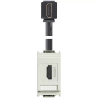 Vimar Розетка HDMI с кабелем 90°, белая, 16334.H.B