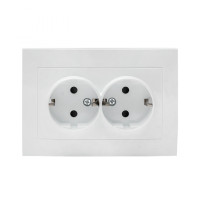 Валенсия розетка 2-местная с/з 16А белая с защ. штор. EKF PROxima