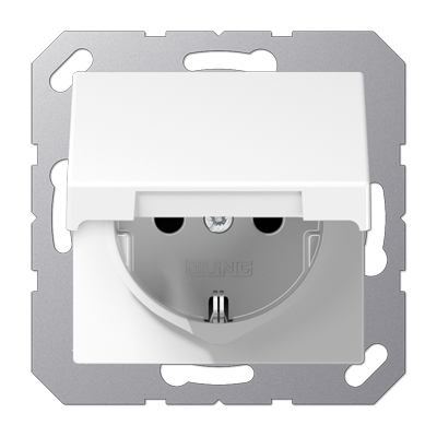 Розетка SCHUKO ударопрочная с крышкой 16А, 250В АС белая, A1520BFKLWW