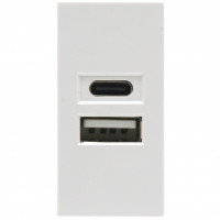 Donel USB зарядное устройство, 2.1A, Type A + C, 1 мод., бел. (22.5х45мм), DUSB2100WCF Donel USB зарядное устройство, 2.1A, Type A + C, 1 мод., бел. (22.5х45мм), DUSB2100WCF
