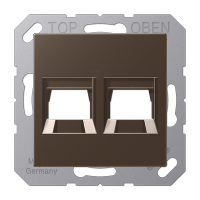 Kрышка для 2-х разъемов; без видимого винта; подпружиненная шторка; термопласт; мокка, A1569-2WEMO