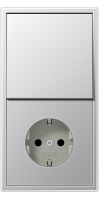 Jung Блок: Выключатель 1-клавишный с розеткой 2к+з,  серия LS 990