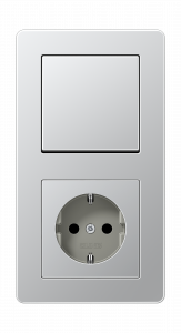 Jung Блок: Выключатель 1-клавишный с розеткой 2к+з,  серия A Flow