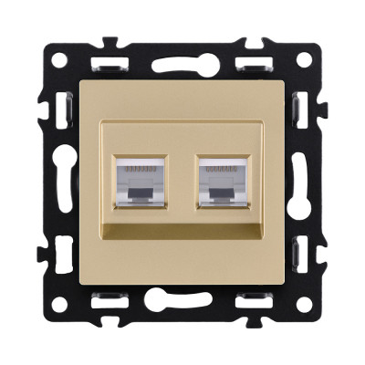 Розетка двойная Ethernet RJ45 Cat.6, золотой Kollinger Asthetik AS-018GD