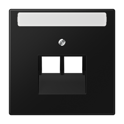 Плата (фиксация винтом) для двух модулей с полем для надписи; термопласт; черный матовый, LS969-2NAUASWM