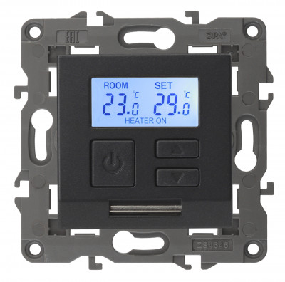 ЭРА 14-4111-05 Elegance Антрацит Терморегулятор универс., 16А, 230В