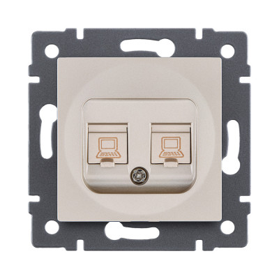 Розетка двойная Ethernet RJ45 Cat.5, золотой Kollinger REA-015GD для Aspekt, Eleganz, Reflex