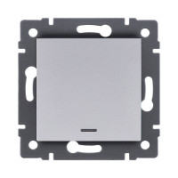 Выключатель 1-клавишный 10А/250В с LED подсветкой, серый Kollinger REA-S-002GY для Aspekt, Eleganz, Reflex