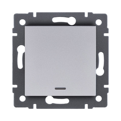 Выключатель 1-клавишный 10А/250В с LED подсветкой, серый Kollinger REA-S-002GY для Aspekt, Eleganz, Reflex