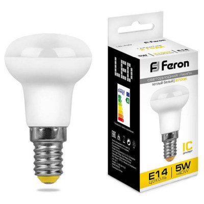 Лампа светодиодная, (5W) 230V E14 2700K R39, LB-439, Feron 25516