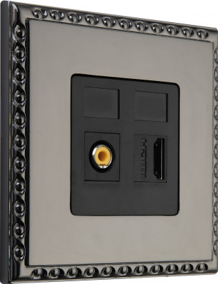 Fede HDMI розетка + RCA коннектор, цвет черный - цвет Graphite, серия Toledo