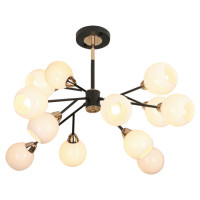 LUSSOLE ASTORIA Люстра потолочная, цвет основания - черный, плафон - стекло (цвет - белый), 12x6W E14, GRLSP-8307