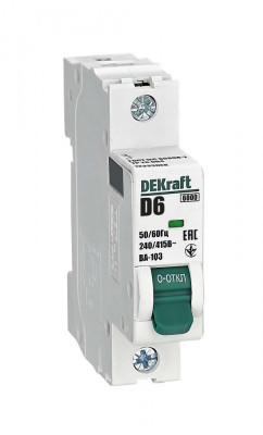 DEKraft Автоматический выключатель 1Р 6А х-ка D ВА-103 6кА