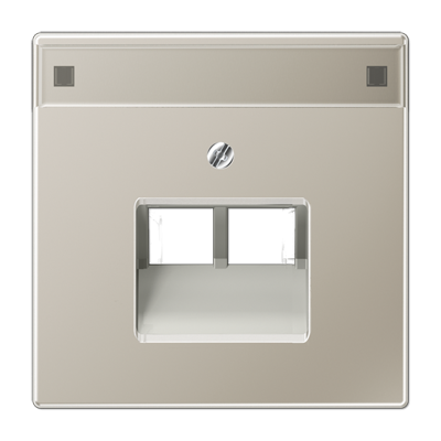 Крышка для сдвоенной телефонной и компютерной розетки  UAE с полем для надписи; благородная сталь, ES2969-2NAUA