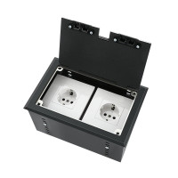 Люк напольный на 2 модуля (горизонт.), металлический, h=100мм, с рамкой, крышка без углубления, TIMIUX, черный, EU2GH100R BL Люк напольный на 2 модуля (горизонт.), металлический, h=100мм, с рамкой, крышка без углубления, TIMIUX, черный, EU2GH100R BL