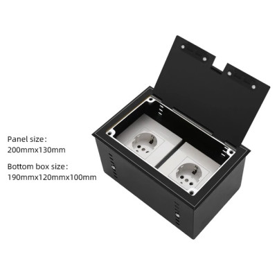 Люк напольный на 2 модуля (горизонт.), металлический, h=100мм, с рамкой, крышка без углубления, TIMIUX, черный, EU2GH100R BL