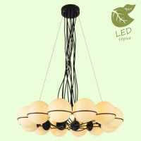 LUSSOLE SENECA Люстра подвесная, цвет основания - черный, плафон - стекло (цвет - белый), 12x10W E27, GRLSP-8177