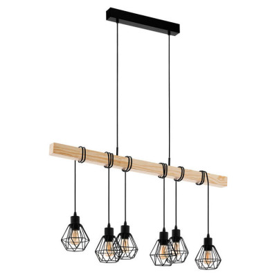 43133 Подвес TOWNSHEND 5, 6х60W (E27), L1000, B200, H1100, сталь, дерево, черный, коричневый
