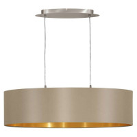 31613 Подвес MASERLO, 2х60W (E27), 780х220, никель мат./текстиль, серо-коричневый, золотой