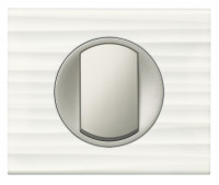 Legrand Выключатель 1-клавишный, вставка - титан,  материалы - Corian Белый рельеф, серия Celiane