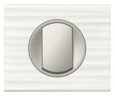 Legrand Выключатель 1-клавишный, вставка - титан,  материалы - Corian Белый рельеф, серия Celiane