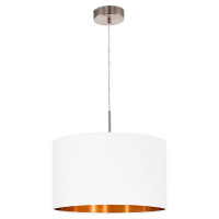 95044 Подвес PASTERI, 1х60W (E27), ?380, никель мат.//текстиль, белый, медный, 95044