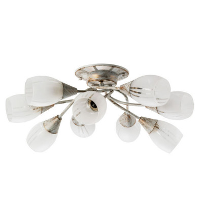 Arte Lamp PENNY, Люстра, цвет арматуры - БЕЛО-ЗОЛОТОЙ, цвет плафона/декора - ПРОЗРАЧНЫЙ, 9х60W E27, A2701PL-9WG