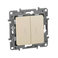 Legrand Переключатель двухклавишный с подсветкой/индикацией - Legrand Etika - 10А 250В безвинтовые зажимы - слоновая кость, 672316