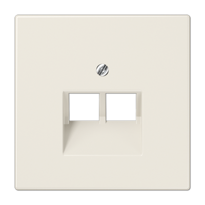 Крышка для двойных телефонных и компьютерных розеток (UAE), фиксация винтом; термопласт; слоновая кость; LS990, LS969-2UA