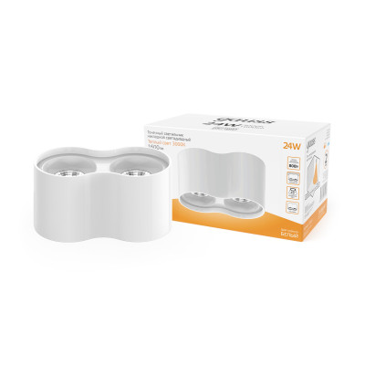 Светильник Gauss Overhead наклдвойной цилиндр 24W 1600lm 3000K 170-240V IP20 180*100мм белый LED 1/10, HD032