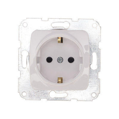DEA Розетка 1-ая с/з з/ш с/у 16А мех. Бел KRANZ (1/10/120) , KR-78-0212