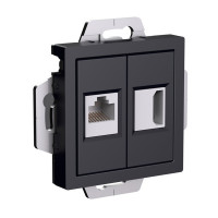 ATN001082 - ATLASDESIGN РОЗЕТКА двойная HDMI+RJ45, кат. 5е, механизм, КАРБОН, Systeme Electric