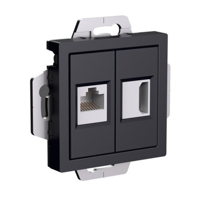ATN001082 - ATLASDESIGN РОЗЕТКА двойная HDMI+RJ45, кат. 5е, механизм, КАРБОН, Systeme Electric