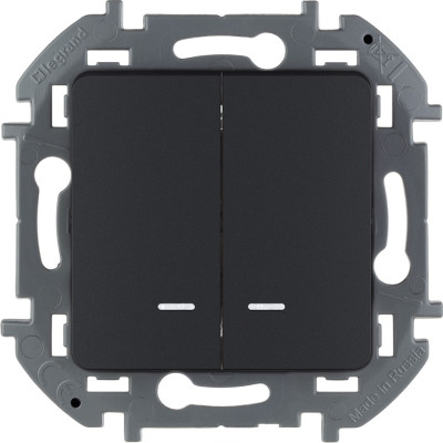 673633 - Выключатель двухклавишный с подсветкой/индикацией - Legrand/Daccord Inspiria - 10АХ 250В безвинтовые, Legrand