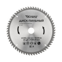 Диск пильный 255 мм х 60 зуб х 32/30 мм KRANZ, KR-92-0131