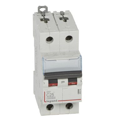 Legrand Автоматический выключатель DX? 10000 - 16 кА - тип характеристики С - 2П - 230/400 В~ - 25 А - 2 модуля, 409204